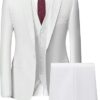 White Three-Piece Men’s Suit – Elegant Slim Fit Formal Wear for Weddings, Parties & Special Occasions