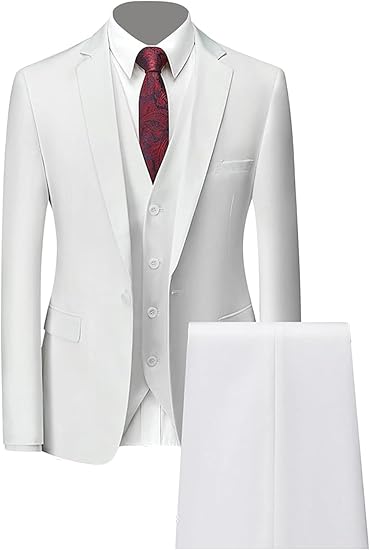 White Three-Piece Men’s Suit – Elegant Slim Fit Formal Wear for Weddings, Parties & Special Occasions