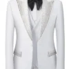 Men’s White Tuxedo Suit with Crystal-Embellished Lapels