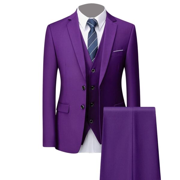 Purple Four-Piece Men’s Suit – Slim Fit Formal Wear For Weddings & Business