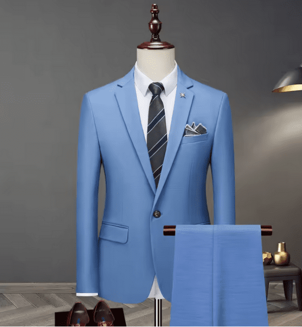 Light Blue Three-Piece Men’s Suit – Slim Fit  | Perfect For Formal Occasions