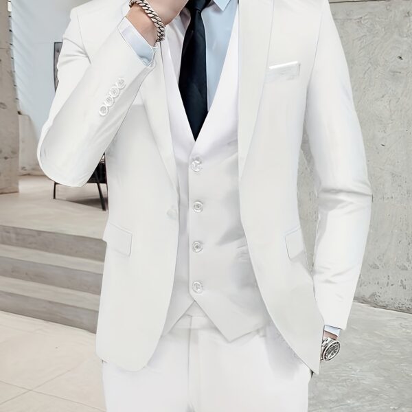 Premium White 3-Piece Men’s Suit – Elegant, Modern & Perfect for Special Occasions