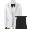 Men’s White Tuxedo Suit with Crystal-Embellished Lapels