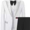 Men’s White Tuxedo Suit with Crystal-Embellished Lapels