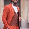 Luxury Burnt Orange Three-Piece Suit – Statement Modern Elegance