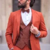 Luxury Burnt Orange Three-Piece Suit – Statement Modern Elegance