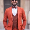 Luxury Burnt Orange Three-Piece Suit – Statement Modern Elegance