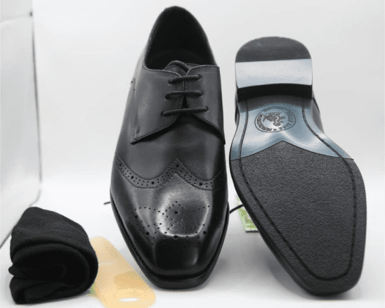 Black Leather Oxford Dress Shoes for Men |  Free Socks & Shoe Horn