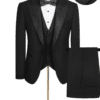 Men’s Luxury Black Tuxedo with Sparkling Textured Lapels