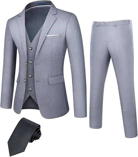 Premium Light Grey Three-Piece Suit – Modern Fit