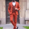 Luxury Burnt Orange Three-Piece Suit – Statement Modern Elegance