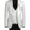 Luxury White Jacquard Three-Piece Suit | Pefect for Elite Formal Wear